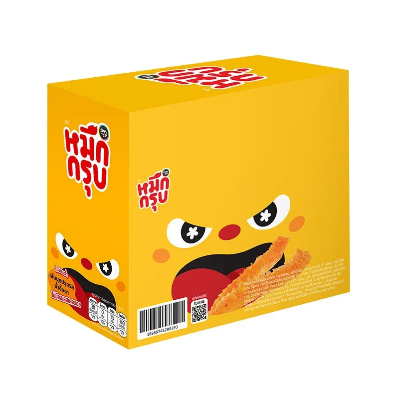 Sunsu Muek Groob Sesame Sauce 360g jar, a dry grocery snack with sesame flavor, in a clear glass container with a colorful label