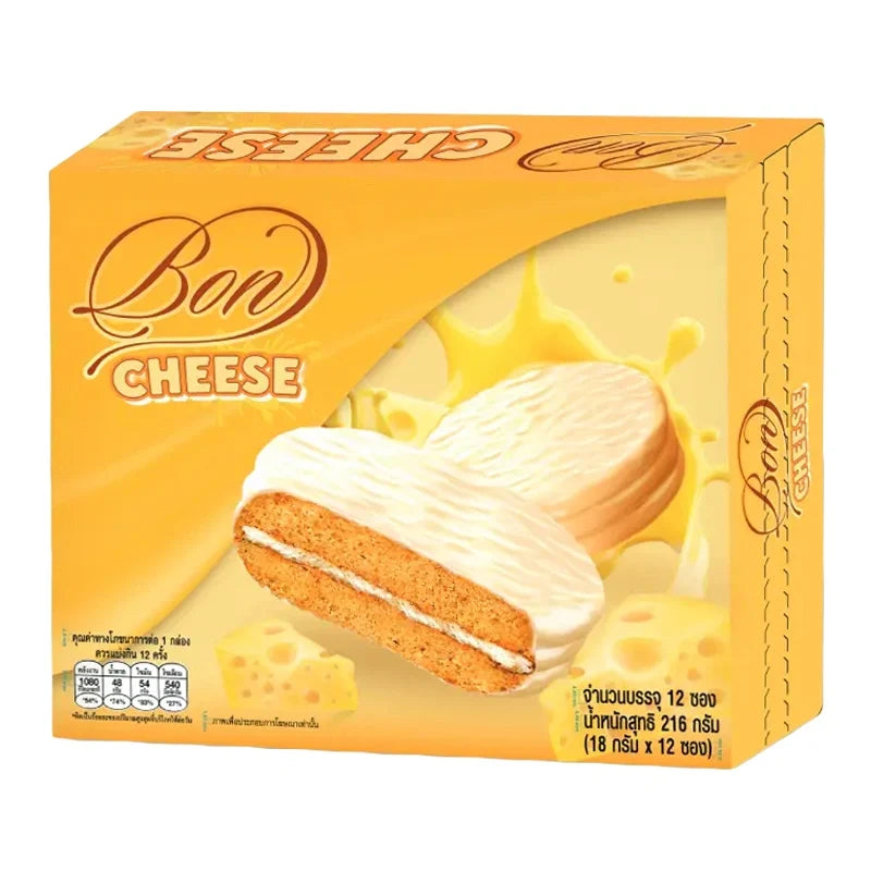 BON Cheese Pie 18g snack in a wrapper, dry grocery confectionery with cheese flavor, small snack size, packaged for convenience.