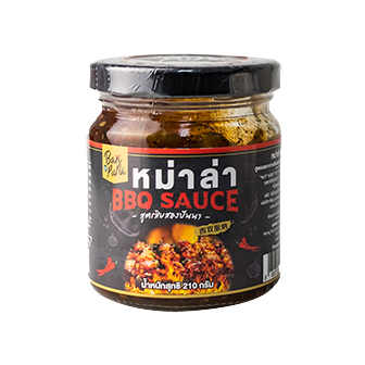Ban Puna Ma La BBQ sauce bottle with label, featuring vibrant packaging for flavorful Chinese-style grilling and dipping.