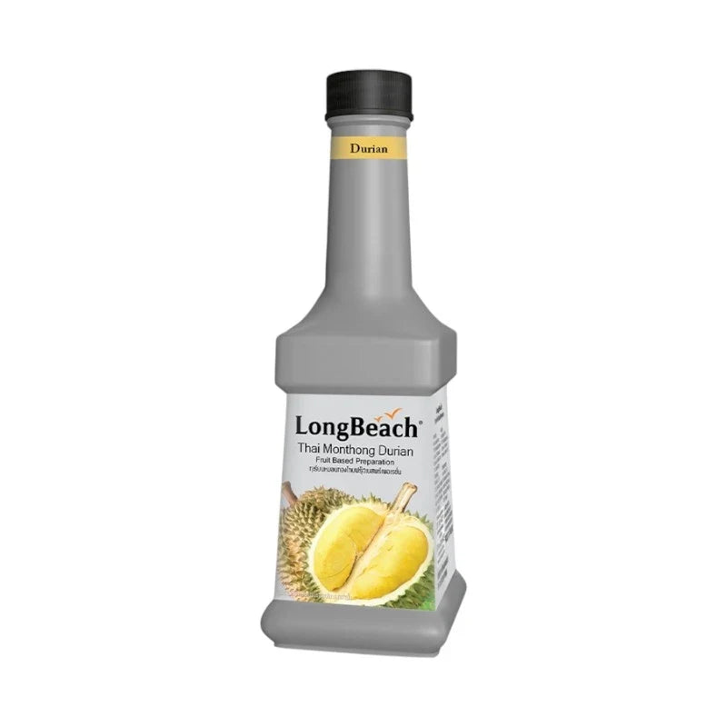 LongBeach Thai Monthong Durian puree in a jar, showcasing the creamy, golden durian fruit suitable for dry grocery use.