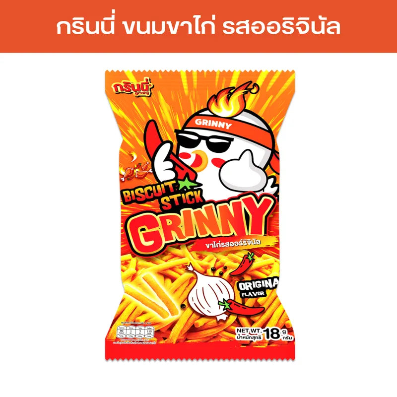 Grinny Biscuit Stick Original Flavor 18g, crispy snack with biscuit sticks from the dry grocery and confectionery category.