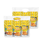 Monori Crispy Shrimp Chin Sea Salt flavor snack sachets, 22g each, displayed in a row. Dry grocery snack product.