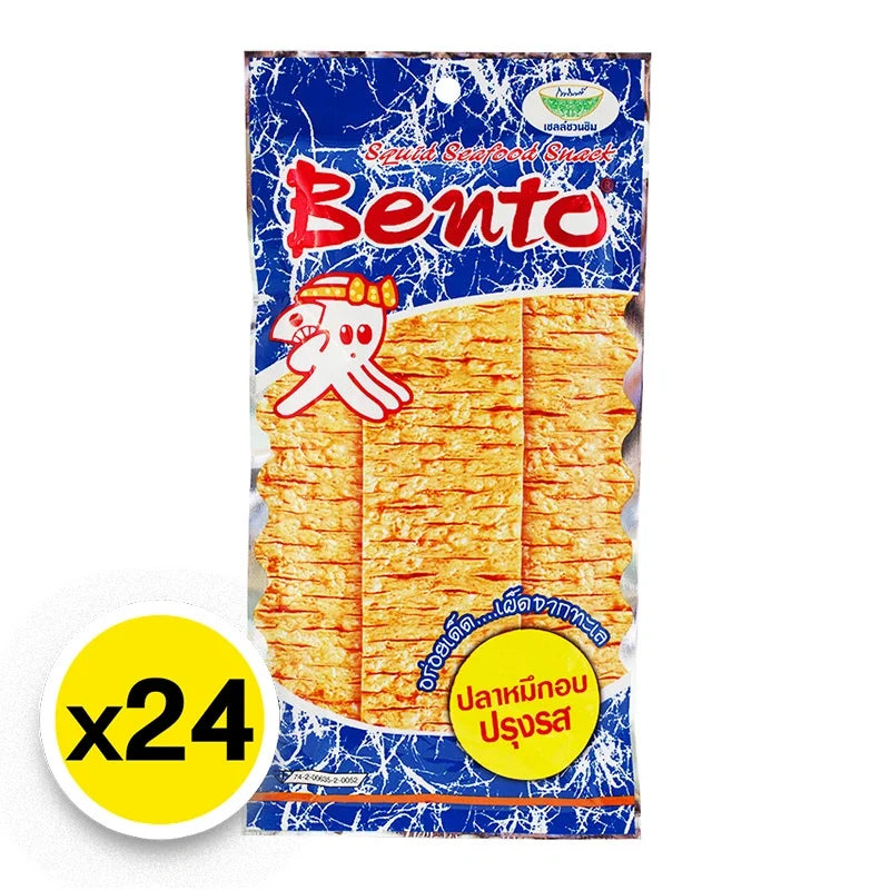 BENTO Bento Cuttlefish Prung Ros 4g snack packs, dried seafood confectionery, 24-pack for savory snack lovers