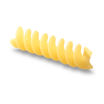 De Cecco Fusili Bio#34 organic pasta in a clear bowl, showcasing the twisted, spiral shape of the Italian grocery product.