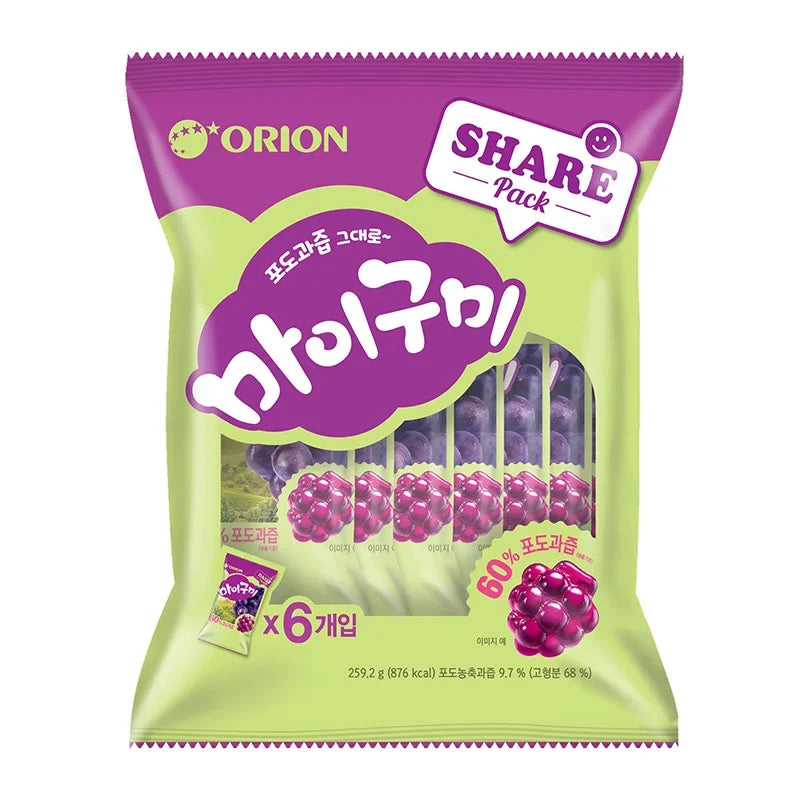 Orion My Gummy Grape Jelly in a 259g package, showing colorful grape-flavored gummy candies in a clear bag.