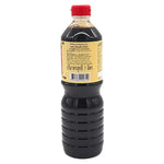 Yamamori Japanese soy sauce Tokkyu Extra 1L bottle, traditional dry grocery condiment with dark, rich flavor, in a clear plastic bottle