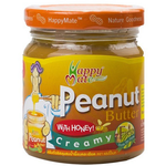 Creamy Happy Mate Peanut Butter and Honey spread in a jar, ideal for snacks and sandwiches, grocery product image.