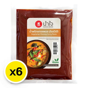 Namjai Panang Curry Paste 100g package from dry grocery section, featuring authentic Thai curry paste with vibrant packaging.