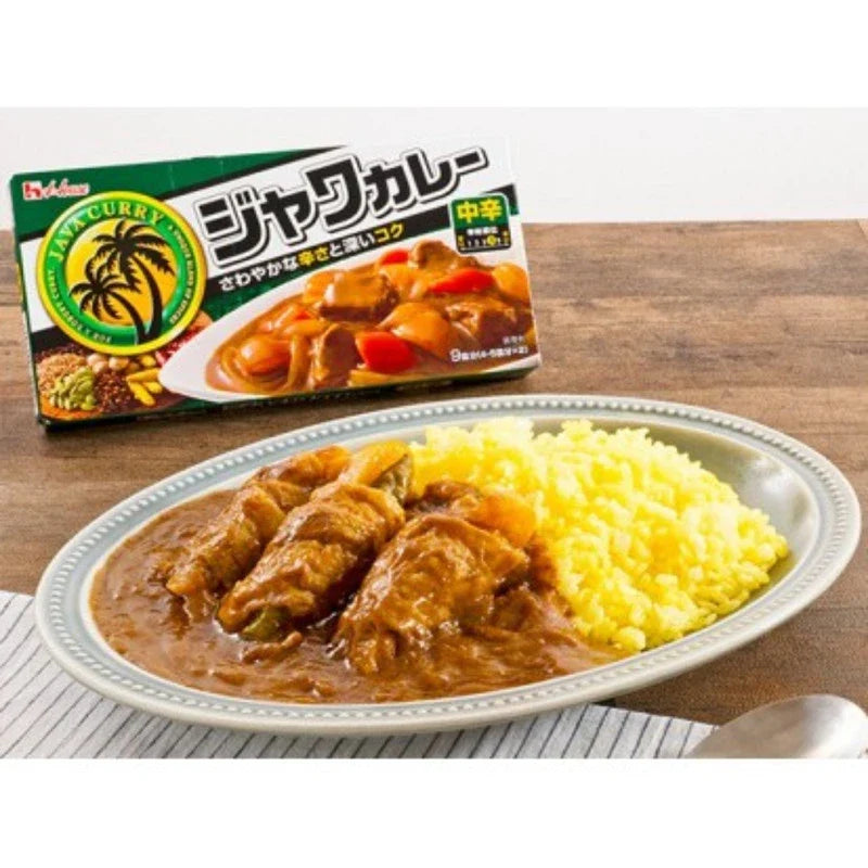 House Java Curry Medium Hot 185g dry grocery packet with vibrant packaging and curry spice blend inside.