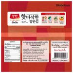 Yangban Hot & Spicy Seasoned Laver snack, crispy seaweed sheets with spicy seasoning, in a colorful package.
