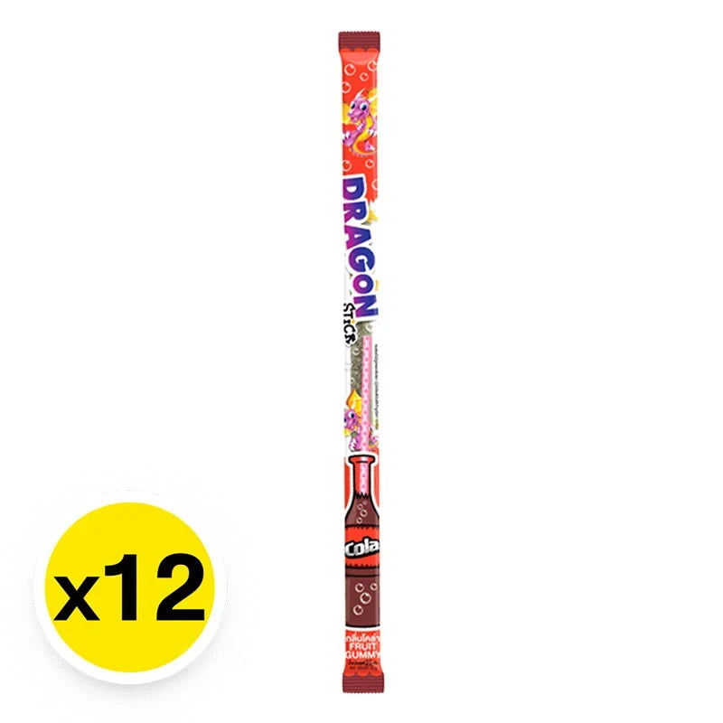 Dragon Tongue Stick Gummy Cola 22g, colorful chewy candy snack from DRAGON TONGUE in a clear package.