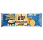 Lanna Valley Organic Rice Crackers Original, natural confectionery snack with crispy rice crackers on a white background