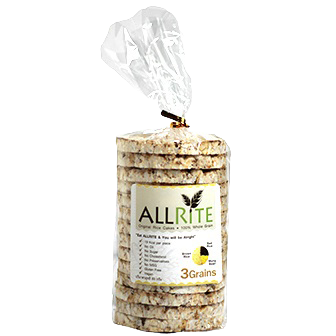 Allrite 3 Grains bakery product, showing a freshly baked bread with three grains on top, in a natural bakery setting.