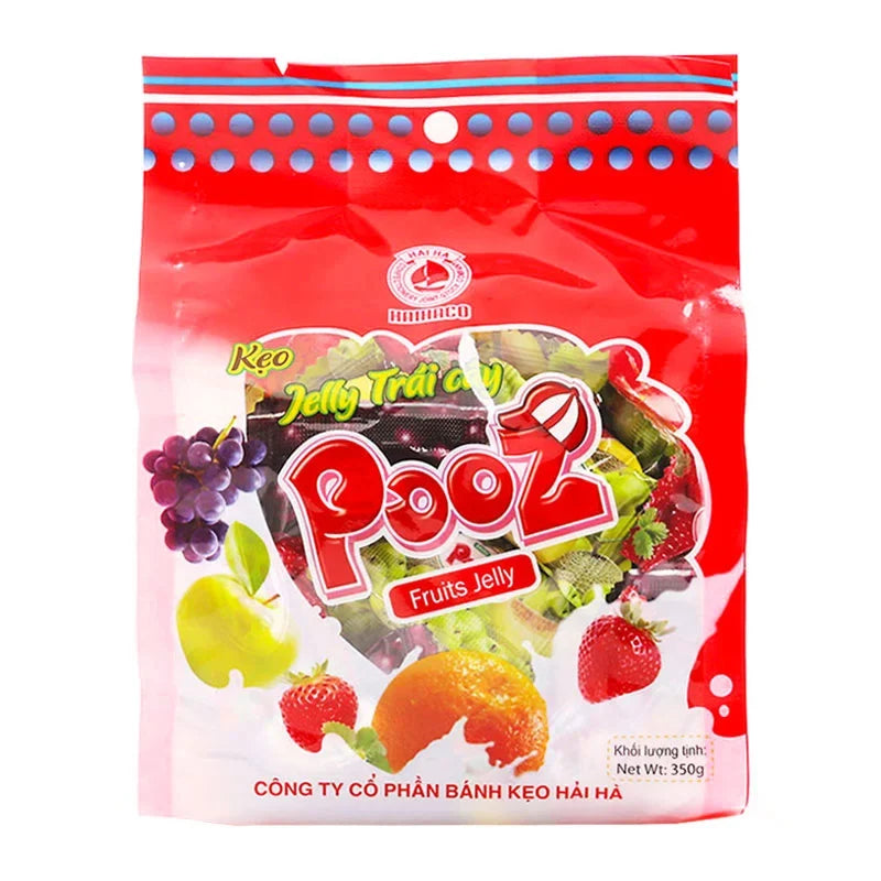 Haihaco Pooz Gummy Fruity candies in a 350g bag, colorful chewy fruit-flavored snacks from HAIHACO's snack confectionery collection.