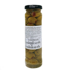 Fragata stuffed Manzanilla olives in a 142g jar, showcasing plump green olives filled with pimiento.