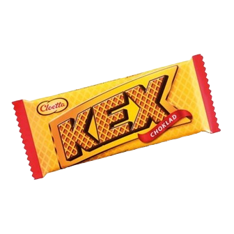 Cloetta Kexchoklad Big confectionery snack bar with crispy wafer and chocolate coating, shown in a close-up image.
