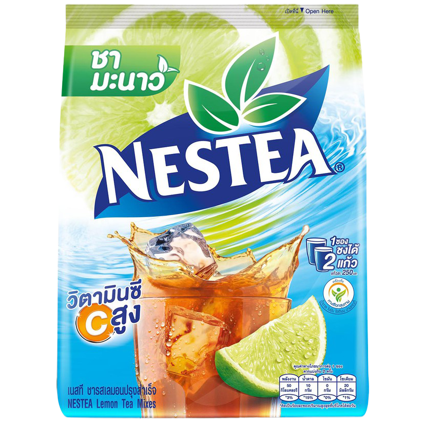 Cold bottle of Nestea Lemon Tea drink with a lemon slice on the label, showcasing refreshing citrus-flavored iced tea.