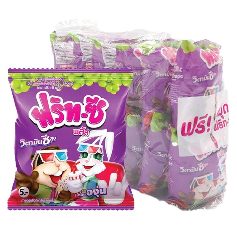 Frit-c Plus Grapefruit snack pack with 12 individual 22g pieces in a colorful packaging, ideal for dry grocery and confectionery.
