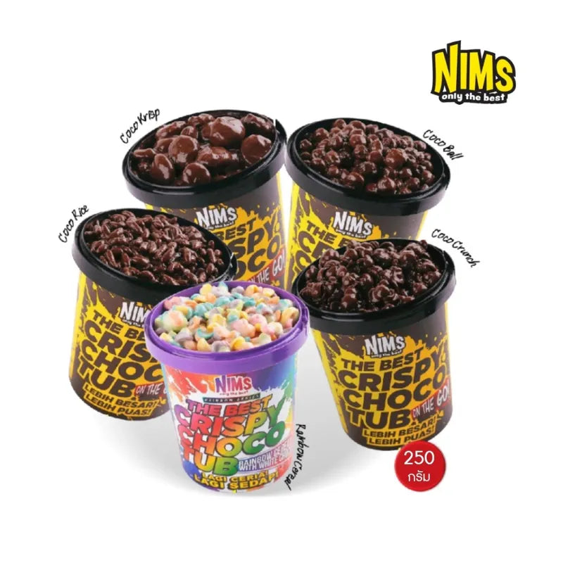 Nims Crispy Choco Tube snack, a confectionery treat with crispy chocolate-filled tube, shown in the image.