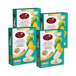 Sriwanna soft baked mango coated with coconut milk, dry grocery product, close-up of the Sriwanna brand snack in a bowl