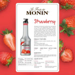 Monin Strawberry Fruitmix 1000ml bottle of dry grocery syrup with fresh strawberry flavor for beverages and recipes
