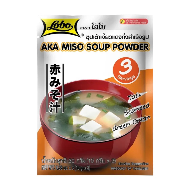 Lobo Instant Red Bean Paste Soup 30g in dry grocery package, showcasing the product box with red bean paste ingredients.