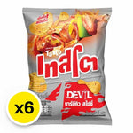 Tasto Devil Potato Rock Chips Max Spicy 42g, crispy spicy snack in six-pack, ideal for dry grocery and snack lovers.