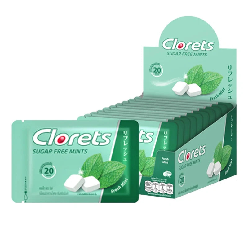 Clorets Candy Fresh Mint 15.4g x10 packs of mint-flavored chewing candies in colorful packaging, part of dry grocery snacks and confectionery.