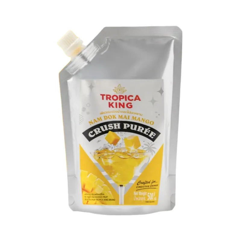 Tropica King Nam Dok Mai Mango Puree 500g jar, smooth mango flavor for cooking and baking, dry grocery product