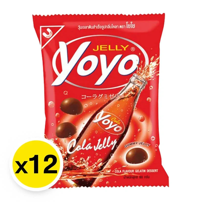 YO YO Jelly Cola snacks, 15g packs, colorful chewy candies from the dry grocery and confectionery section.