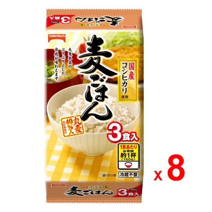 Tablemark Takitate Mugi Gohan Koshihikari Japanese barley rice in a dry grocery package, ready for cooking and meal preparation.