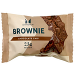 Protein Brownie Chocolate Chip snack featuring a moist, chocolate chip-infused protein brownie with a rich, fudgy texture.