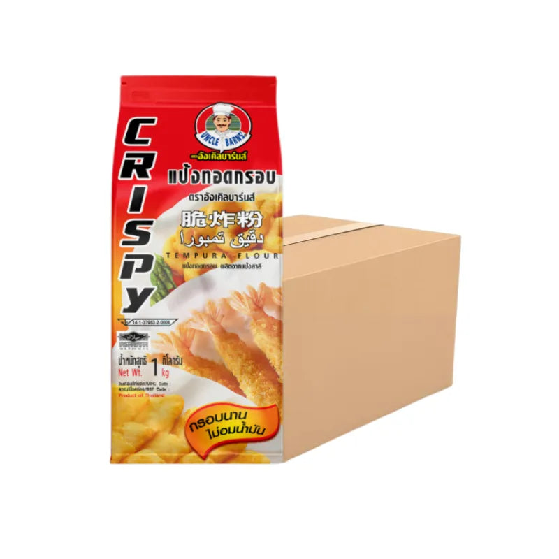 Unclebarns crispy fried flour in a 1000g package, ideal for baking and cooking, shown in a clear image.