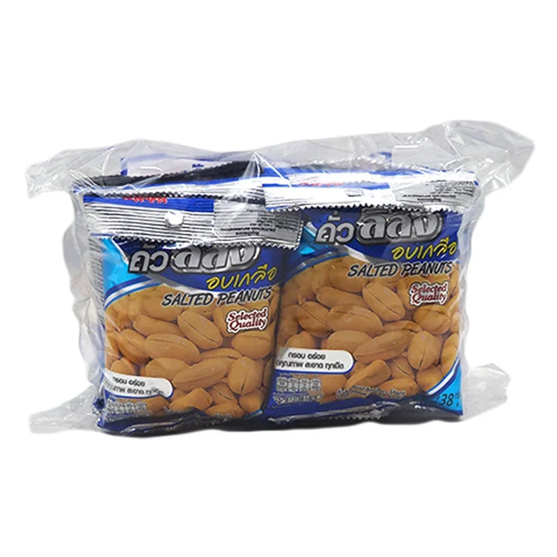 KOHKAE Salted Peanut snack pack, 38g x6, in a clear plastic bag showing salted roasted peanuts for confectionery snacking.
