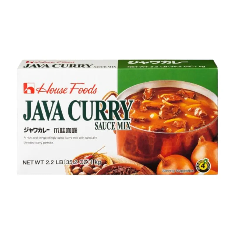 House Java Curry Medium Hot 1kg dry grocery package with a vibrant label and spice blend visible in the image.