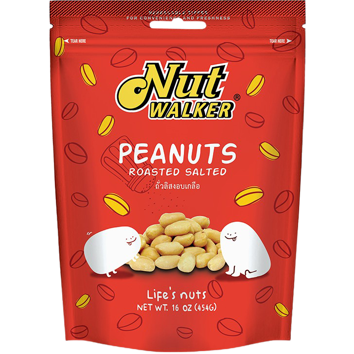 Nut Walker roasted salted peanuts in a bowl, close-up view of crunchy confectionery snack with salted flavor.