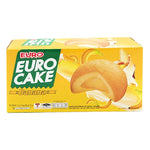 Euro brand Banana Euro Cake snack, 17g individually wrapped, in a pack of 12, dry grocery confectionery product.