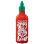 Crying Thaiger Sriracha Hot Chilli Sauce bottle with vibrant red sauce and label, ideal for spicy food lovers.