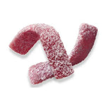 Bourbon Fettuccine Gummy candies with concentrated grape juice, dry grocery snack, colorful chewy confectionery in a clear bag