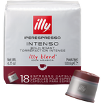 Illy Dark Roast Iperespresso capsule coffee pod for espresso drinks, showcasing the sleek black packaging.