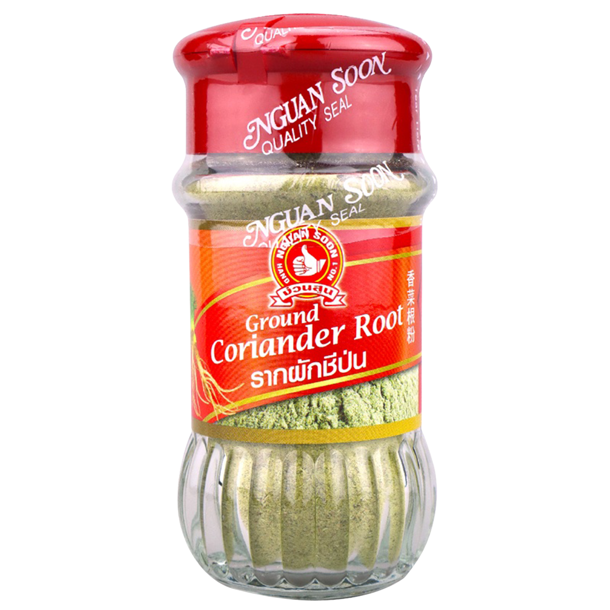 Fresh Nguan Soon ground coriander root for cooking, shown in a clear image highlighting the spice's texture and natural appearance.