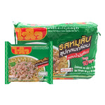 WAIWAI Waiwai Instant Noodle with Minced Pork, 60g, dry grocery pack featuring cooked noodles and minced pork slices in a bowl