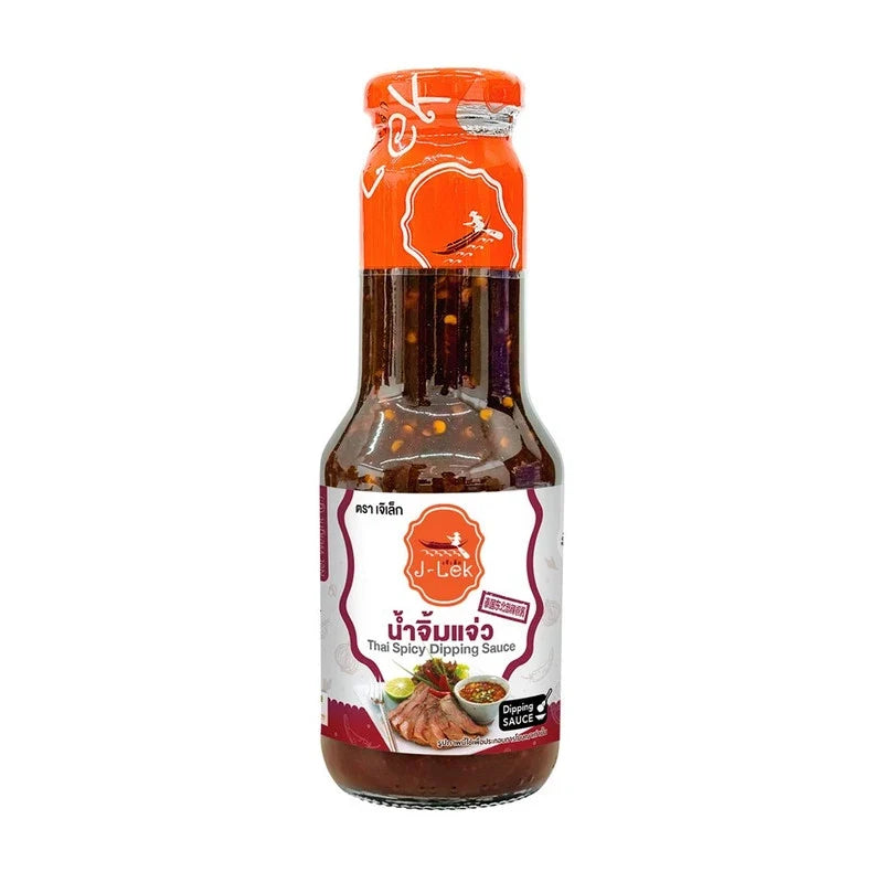 J-LEK Grilled Food Dipping Sauce in 360g jar, showcasing the sauce's rich texture and label on the dry grocery product.