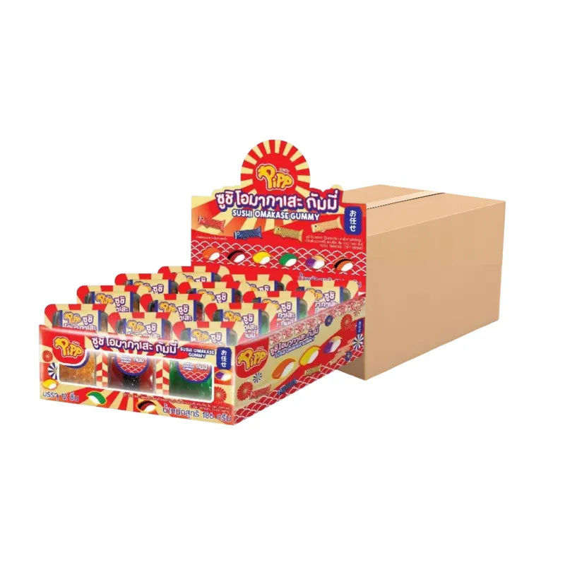 PIPP Pipp Omakase Sushi Gummy Pack, 16g x12, colorful gummy candies with sushi-inspired shapes, perfect for snack and confectionery.