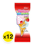 Urko Erko Mellow ICE Cream Strawberry snacks, 15g x12, dry grocery confectionery with strawberry flavor, in colorful packaging.