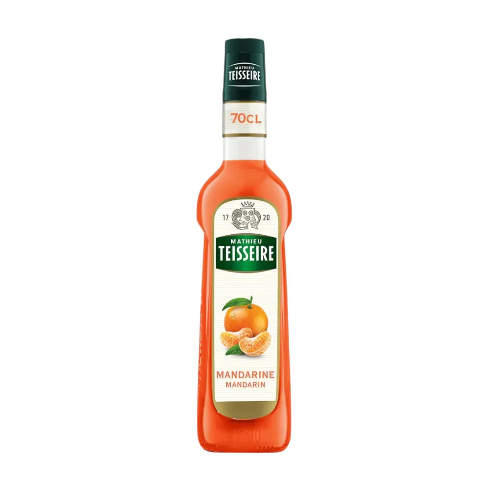 Mathieu Teisseire Mandarin Syrup 700ml bottle with label, used for flavoring beverages and desserts.