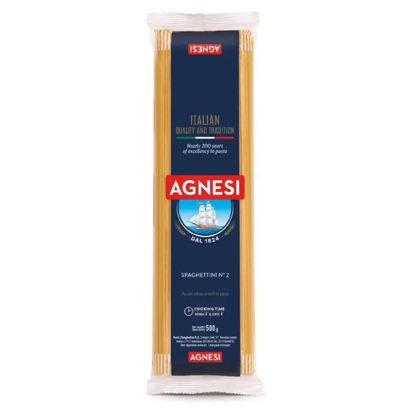 Dry Agnesi Fettuccine No.29 pasta in a 500g package, ready for cooking, from the Agnesi dry grocery pasta collection.