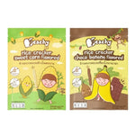 PEACHY Peachy Chocolate Banana Rice Crisps and Sweet Corn flavored snack in a clear bowl, showing crispy, colorful snack pieces.