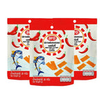 ARO Baked Crispy Fish Sheet Hot Spicy Flavor snack, 25g x 3 packs, dry grocery crunchy seafood snack with spicy seasoning.
