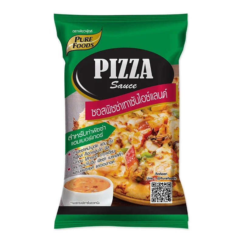 Pure Foods Thousand Island Pizza Sauce 850g jar, creamy dry grocery condiment with rich flavor for pizzas and sandwiches.